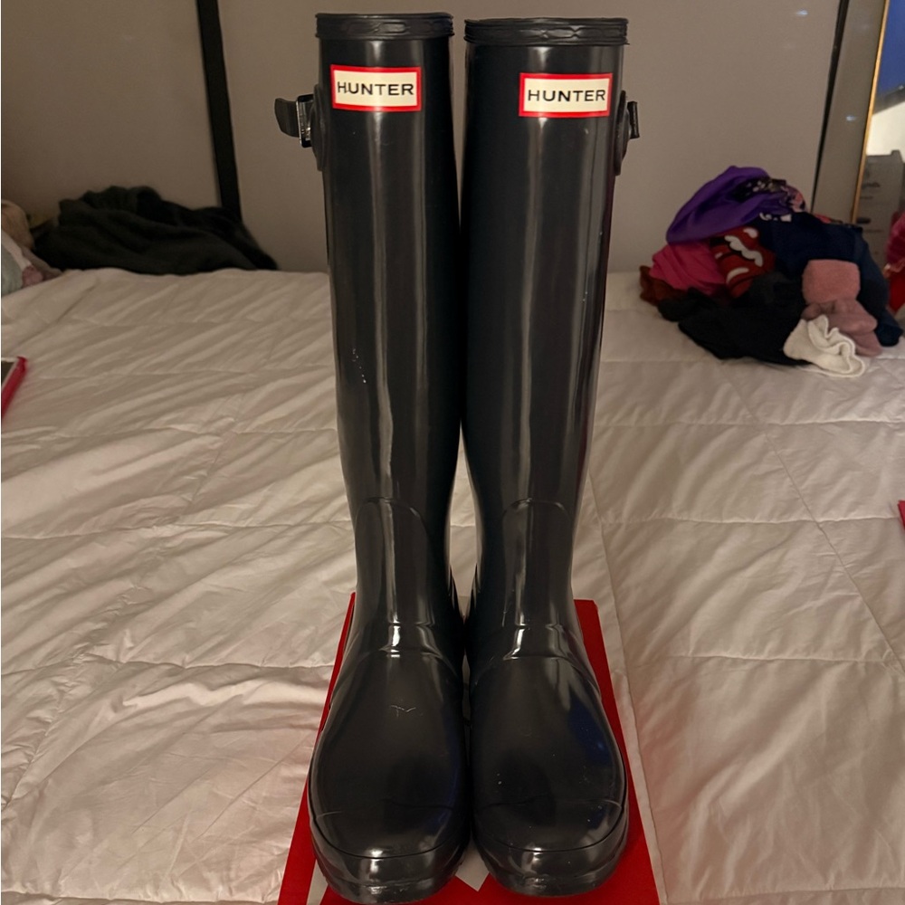 Hunter Glossy Black Rain Boots